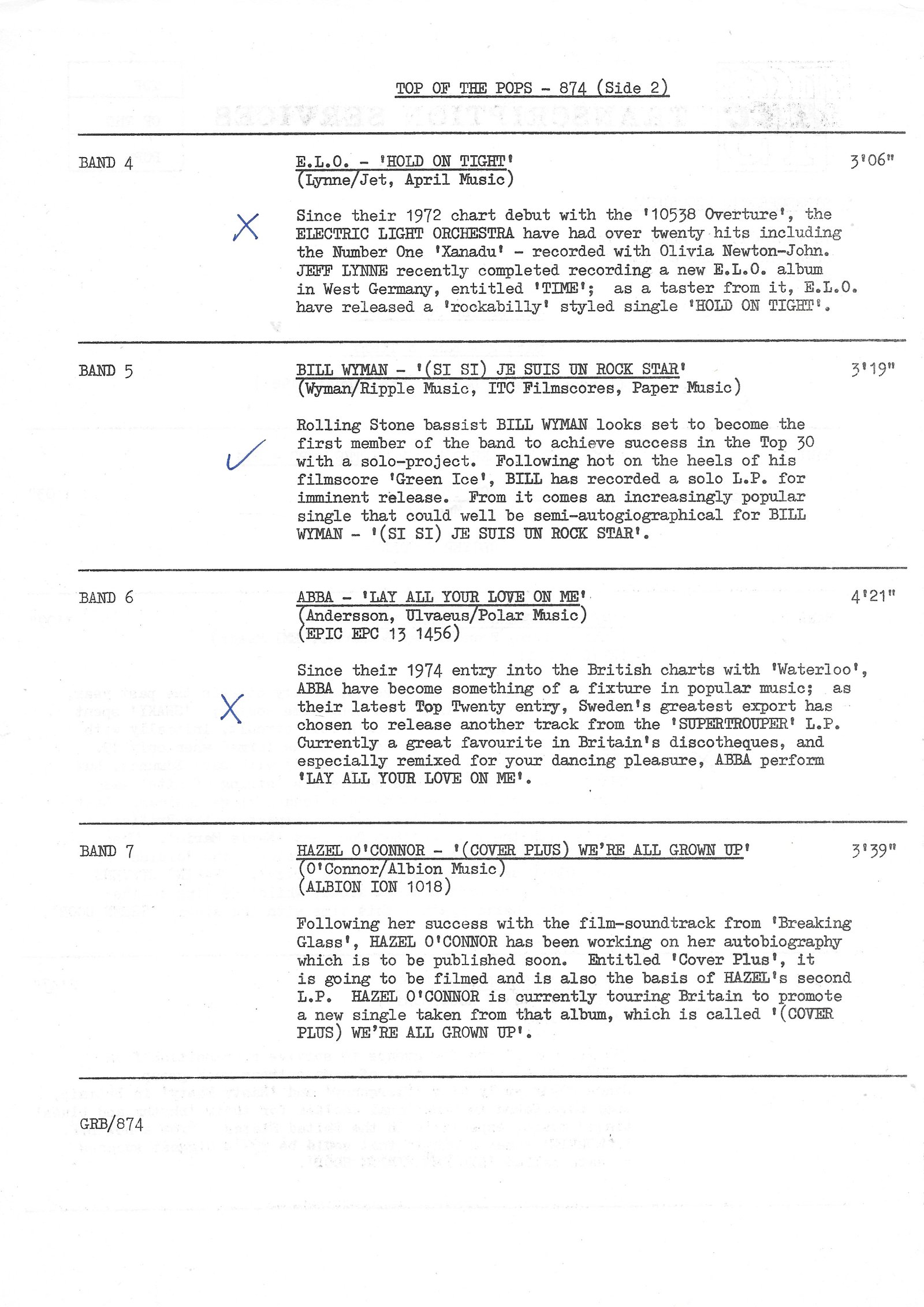 149010 - S Top of the pops - 874 Various Inserts from 149010 - S